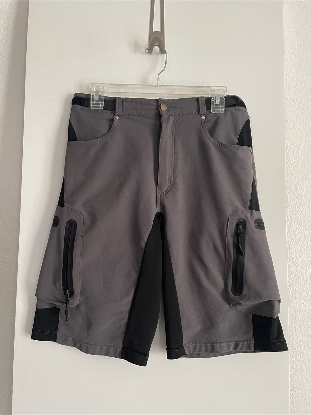 MTB Cycling Mountain Biking Sport Shorts Grey Black Adjustable Waist